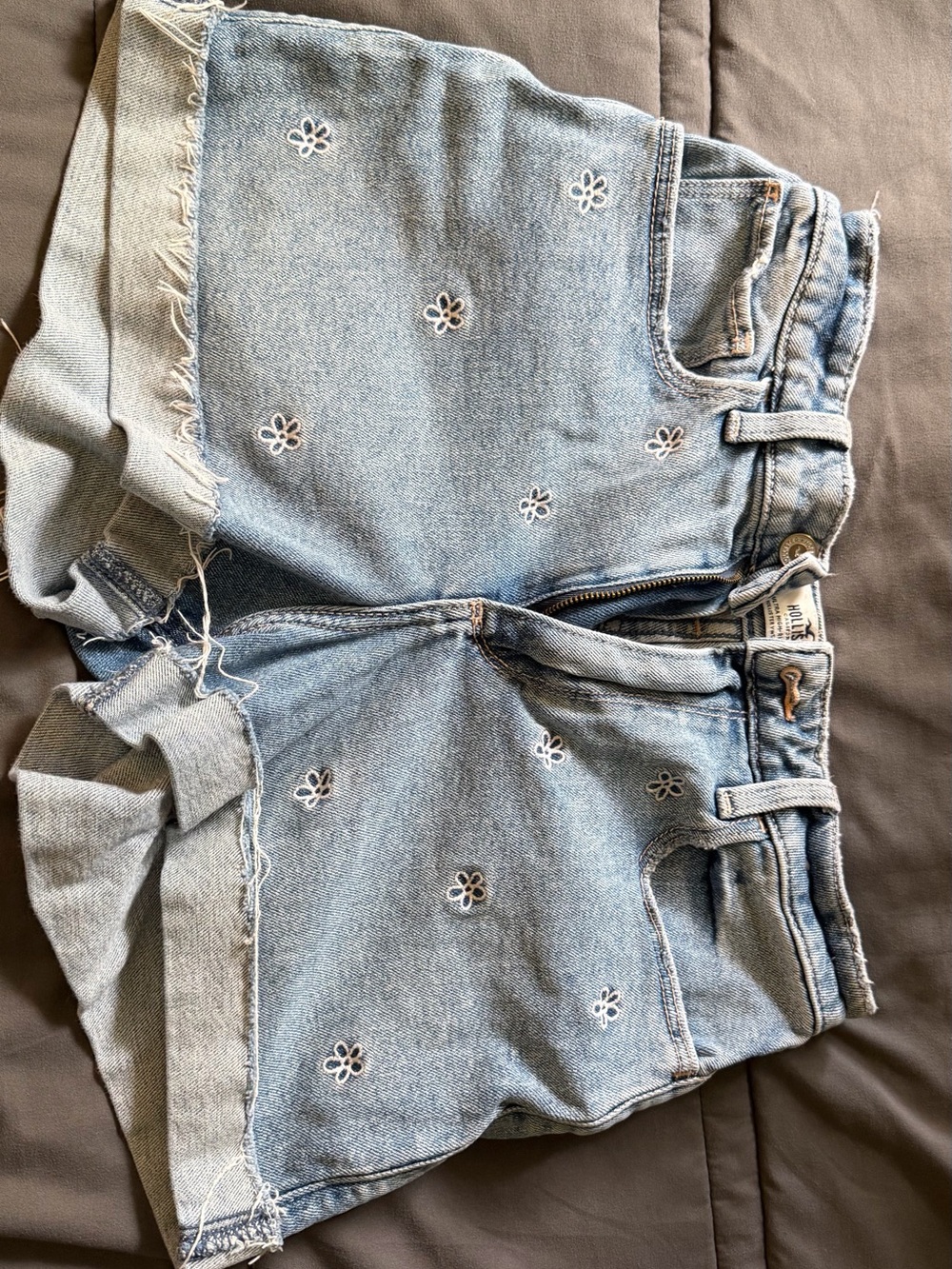Hollister Light Blue Embroidered Denim Shorts